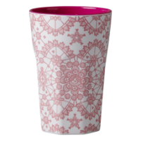 Rice DK Coral Pink Lace Tall Melamine Latte Cup